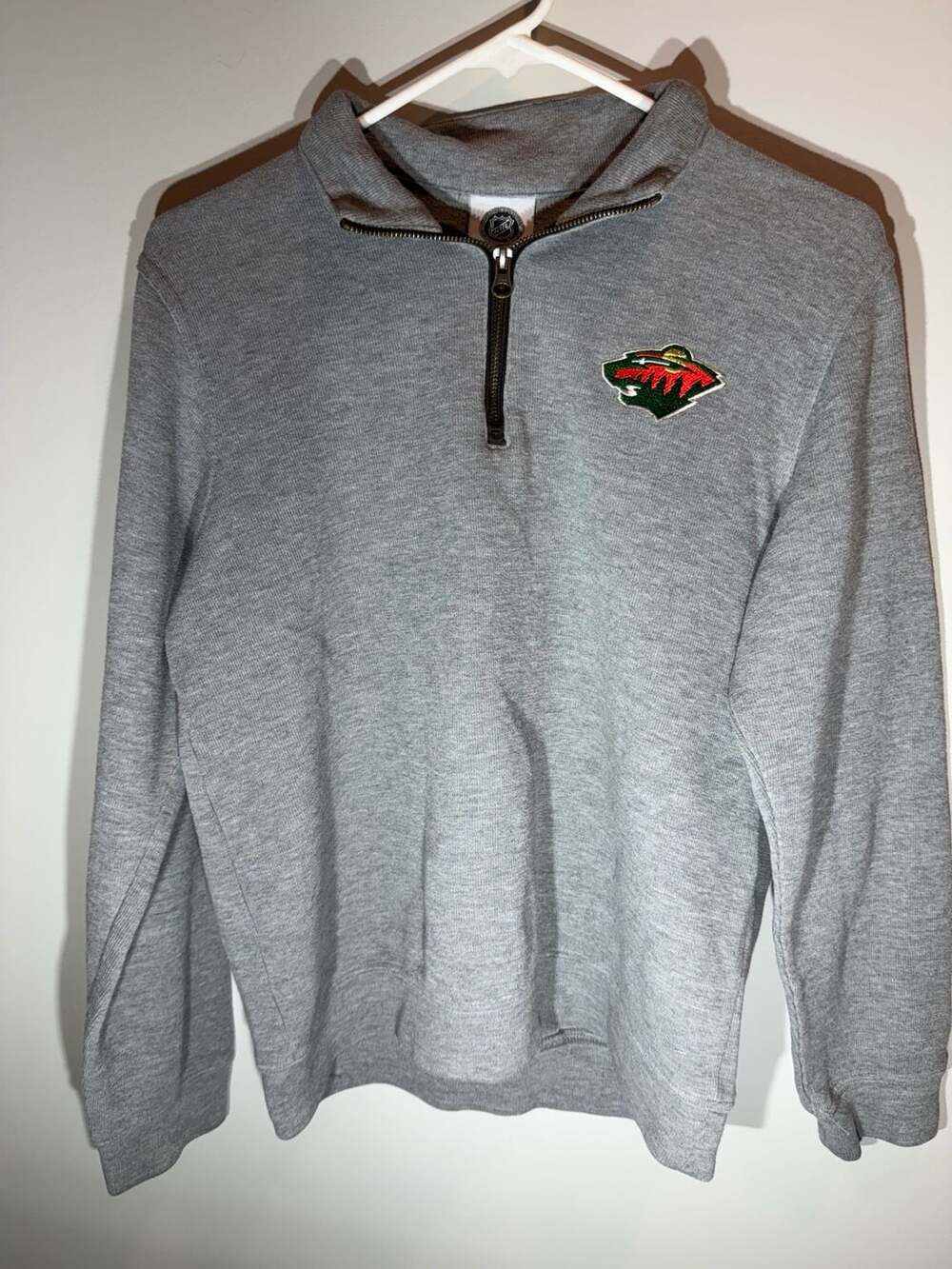 NHL Minnesota Wild Heather Gray Quarter-Zip Pullover Sweatshirt Size S